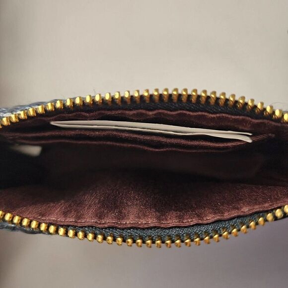 NWT Coach CH215 Straw Leather Mix Nolita 15 Wristlet Midnight Navy - Picture 3 of 3